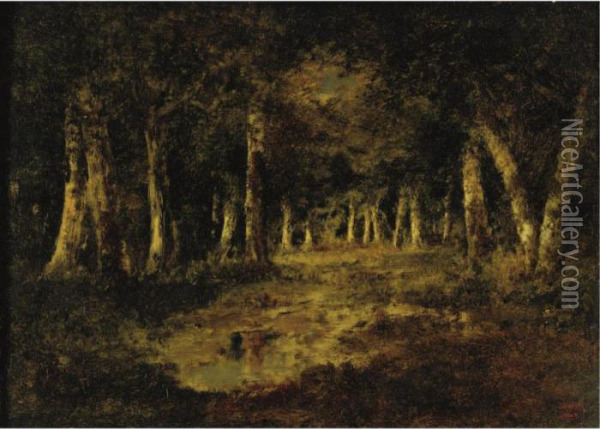 Fontainbleau Forest Oil Painting - Narcisse-Virgile D Az De La Pena
