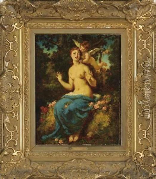Venus Et L'amour Oil Painting - Narcisse-Virgile D Az De La Pena