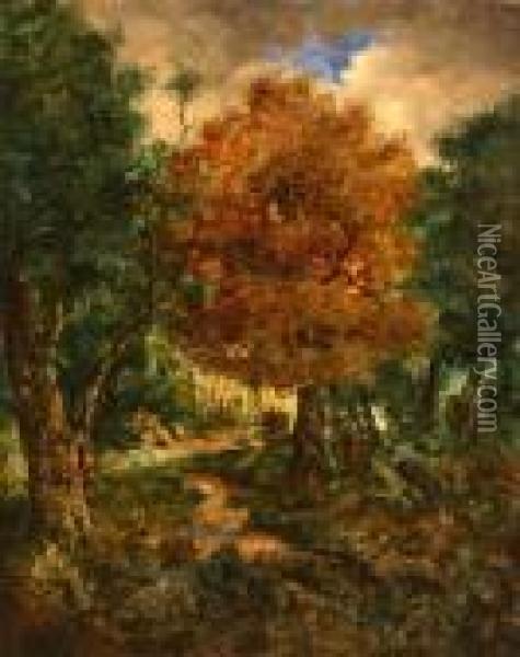 Forest Landscape, Fontainebleau Oil Painting - Narcisse-Virgile D Az De La Pena