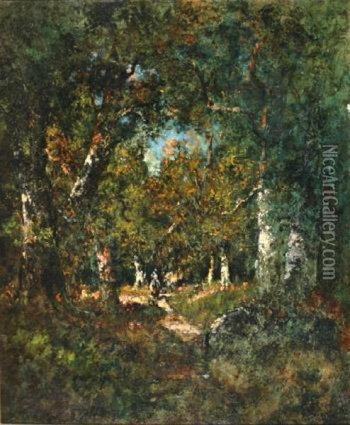 Sous-bois A Fontainebleau Oil Painting - Narcisse-Virgile D Az De La Pena