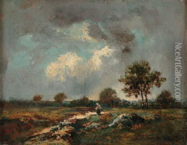 Paysage De Barbizon, Plaine D'apremont, Circa 1865-1870 Oil Painting - Narcisse-Virgile D Az De La Pena