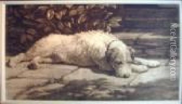 The Terrier Oil Painting - Herbert Thomas Dicksee