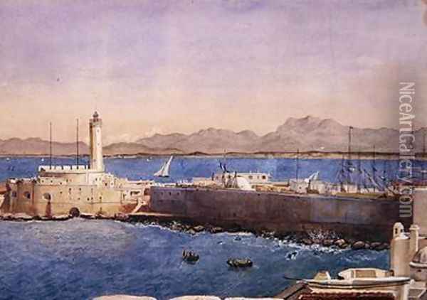 The Harbour and Jetty at Algiers Oil Painting - Theodore Leblanc