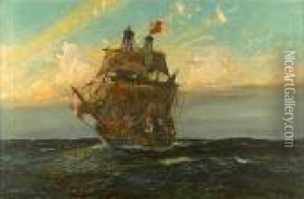 The Golden Hind Oil Painting - Charles Edward Dixon