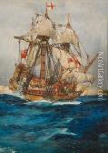 Galleon Ship Oil Painting - Charles Edward Dixon
