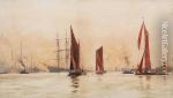 Off Tilbury Dock Oil Painting - Charles Edward Dixon