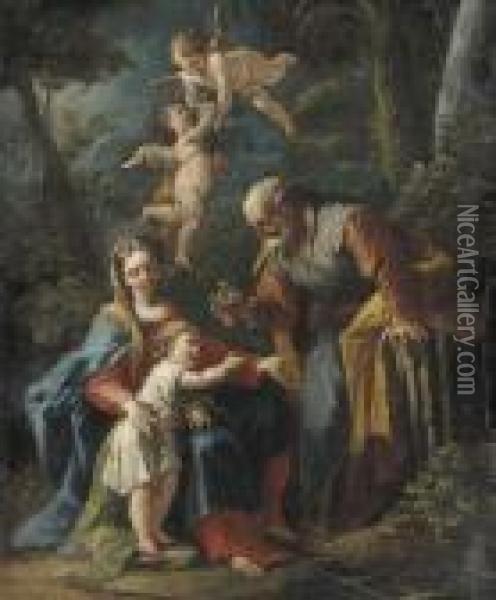 The Rest On The Flight To Egypt Oil Painting - Gaspare Diziani