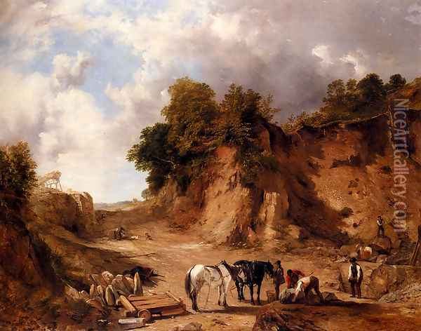 A Stone Quarry Oil Painting - Frederick Richard Lee, R.A.