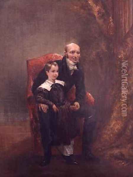 Robert 1767-1845 Marquess of Westminster and his Grandson, Hugh Lupus Grosvenor 1825-99 1st Duke of Westminster Oil Painting - Charles Robert Leslie