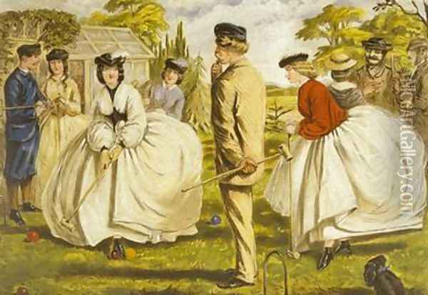A Nice Game for Two or More Oil Painting - John Leech