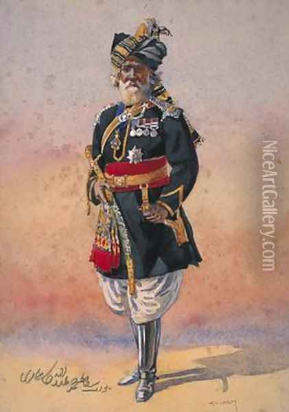 Honorary Native Commandment Nawab Sir Hafiz Muhammad Abdullah Khan Oil Painting - Alfred Crowdy Lovett