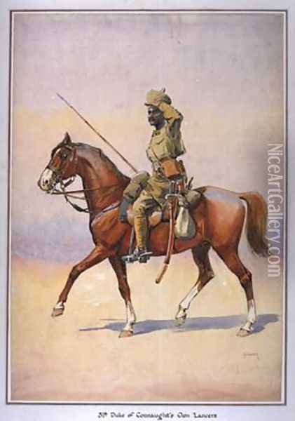 Soldier of the 31st Duke of Connaughts Own Lancer Daffadar Dekhani Mahratta Oil Painting - Alfred Crowdy Lovett