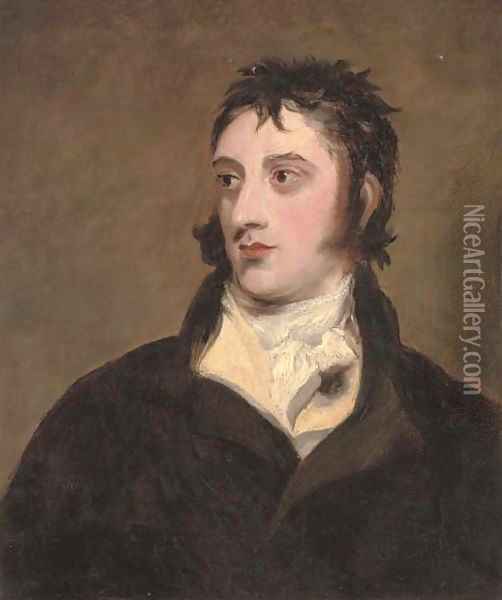 Portrait of a gentleman traditionally identified as William Lamb, 2nd Viscount Melbourne (1779-1848), half-length, in a black coat Oil Painting - Sir Thomas Lawrence