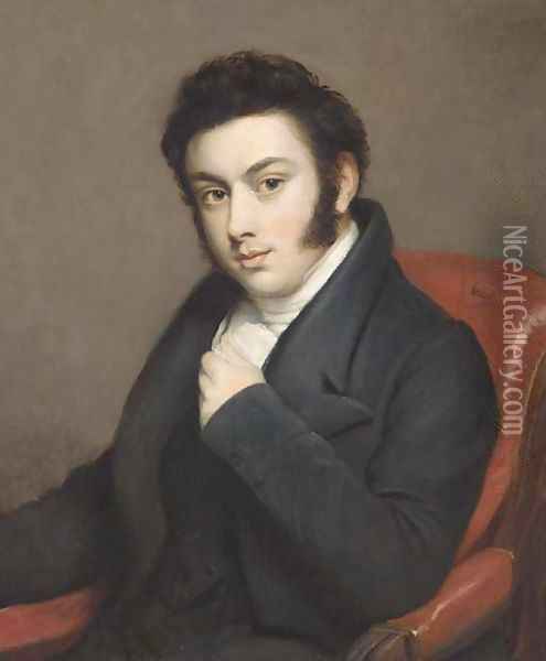 Portrait of a gentleman, seated bust-length, in a black jacket and white cravat Oil Painting - Sir Thomas Lawrence