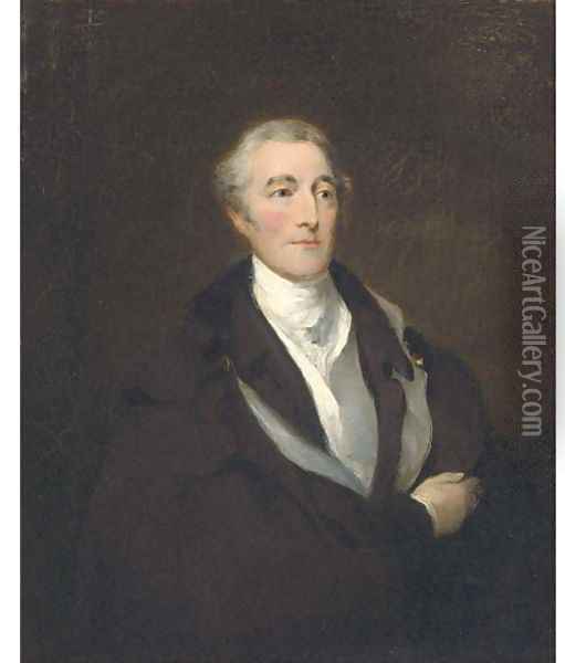Portrait of Arthur Wellesley, Duke of Wellington, half-length, in a black coat and cloak, with a white shirt Oil Painting - Sir Thomas Lawrence