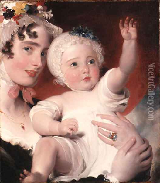 Portrait of Priscilla Anne, Lady Burghersh, later Countess of Westmorland, with her son, the Hon. George Fane Oil Painting - Sir Thomas Lawrence