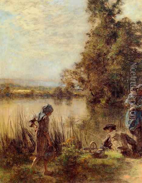 Fisherman and His Family 1912 2 Oil Painting - Leon Augustin Lhermitte