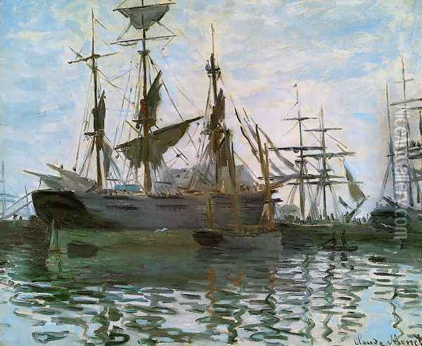 Study Of Boats Aka Ships In Harbor Oil Painting - Claude Oscar Monet