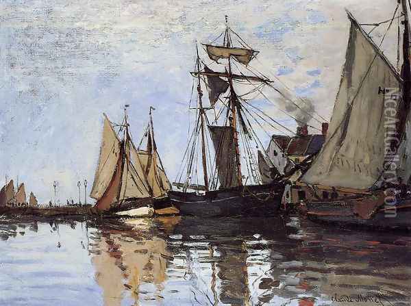 Boats In The Port Of Honfleur Oil Painting - Claude Oscar Monet