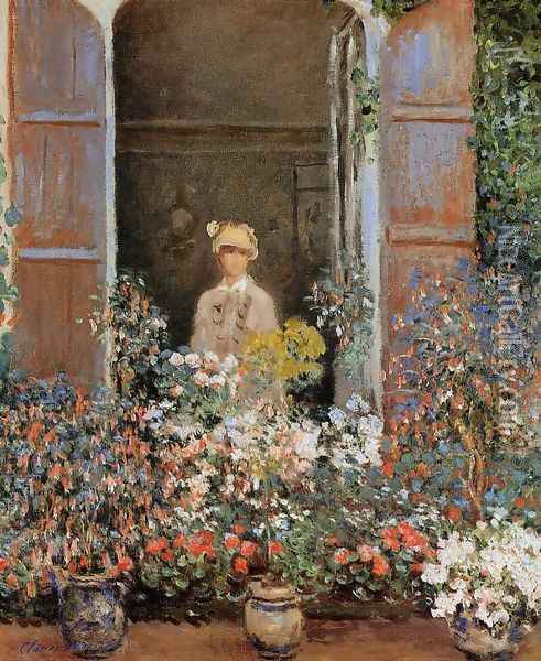 Camille Monet At The Window Argentuile Oil Painting - Claude Oscar Monet