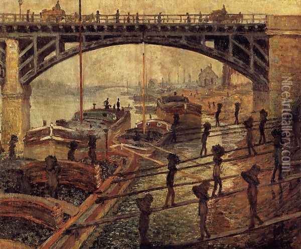 Coal Dockers Oil Painting - Claude Oscar Monet