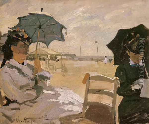 On the Beach, Trouville (La plague de Trouville) Oil Painting - Claude Oscar Monet