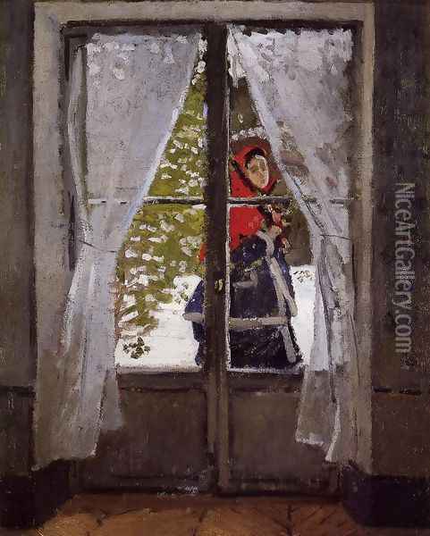 The Red Kerchief Portrait Of Madame Monet Oil Painting - Claude Oscar Monet