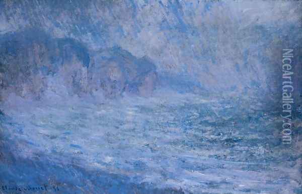 Cliffs At Pourville Rain Oil Painting - Claude Oscar Monet