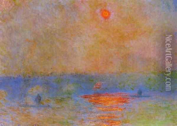 Waterloo Bridge Sunlight In The Fog Oil Painting - Claude Oscar Monet