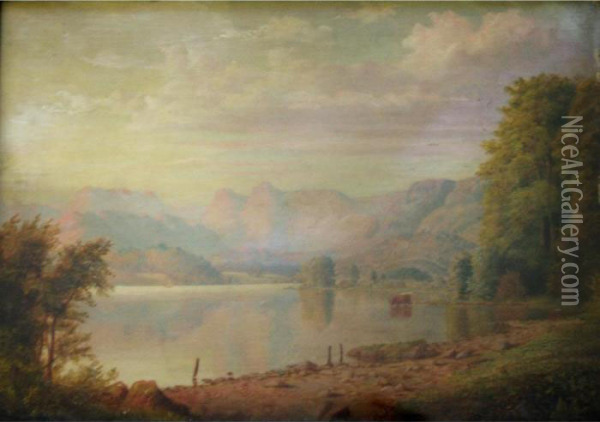Lake District Scene Near The Langdale Pikes Oil Painting - Anthony Vandyke Copley Fielding