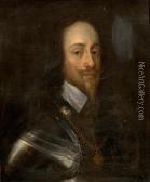 Shoulder Length Portrait Of Charles I Inarmour Oil Painting - Anthony Vandyke Copley Fielding