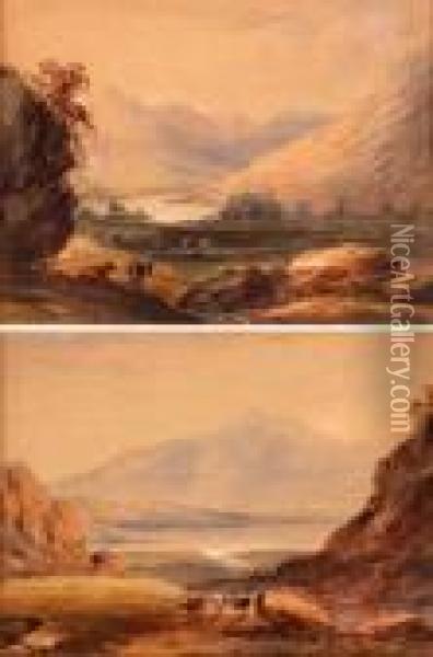 Extensive Landscapes With Lake Oil Painting - Anthony Vandyke Copley Fielding