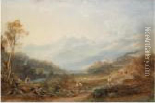 Mount Snowdon From Capel Curig Oil Painting - Anthony Vandyke Copley Fielding