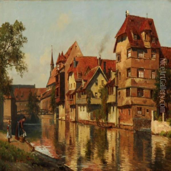 View From Nuremberg, Germany Oil Painting - August Fischer
