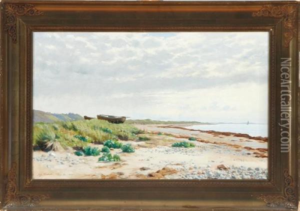 A Coastal Scenery From Tisvilde Village, Denmark Oil Painting - August Fischer