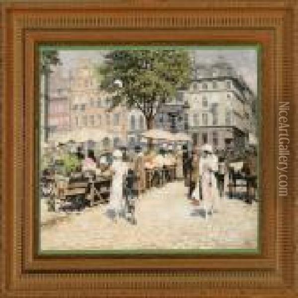Four Porcelain Plques With Printed Decorations Oil Painting - Paul-Gustave Fischer