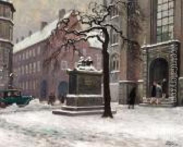Trinity Church And Regensen In Copenhagen In Wintertime Oil Painting - Paul-Gustave Fischer