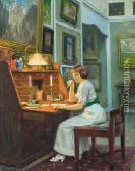 The Letter Oil Painting - Paul-Gustave Fischer