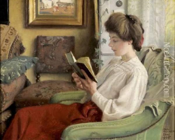 Jeune Femme A Sa Lecture Oil Painting - Paul-Gustave Fischer
