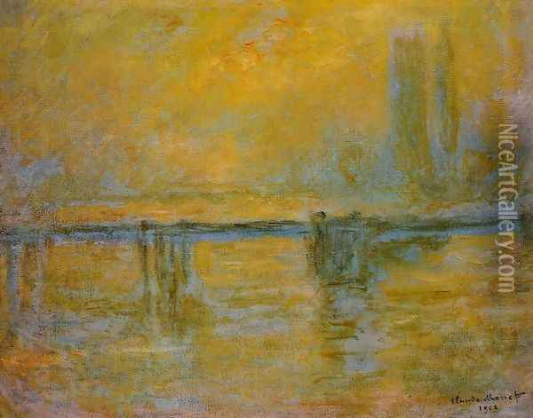 Charing Cross Bridge, Fog Oil Painting - Claude Oscar Monet