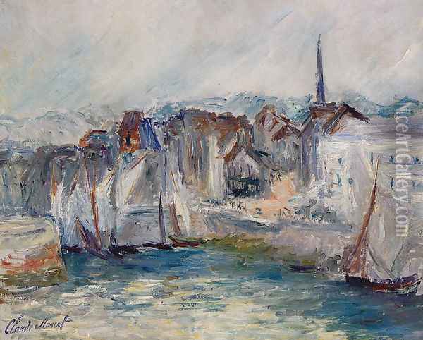 Bateaux dans le port de Honfleur 1917 Oil Painting - Claude Oscar Monet