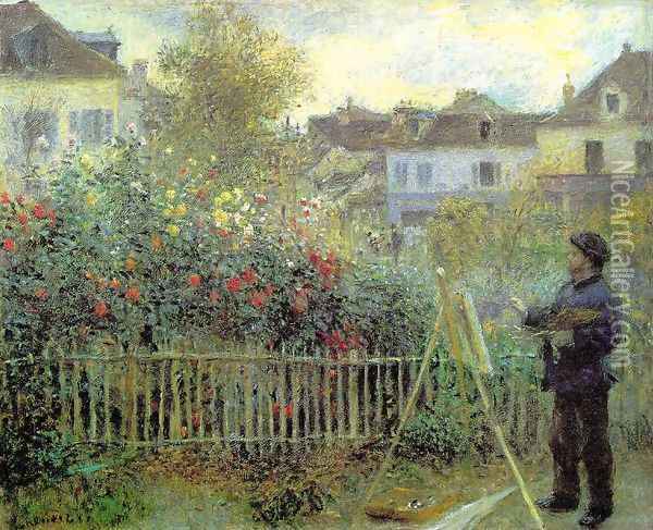 Renoir Painting In His Garden (1873) Oil Painting - Claude Oscar Monet