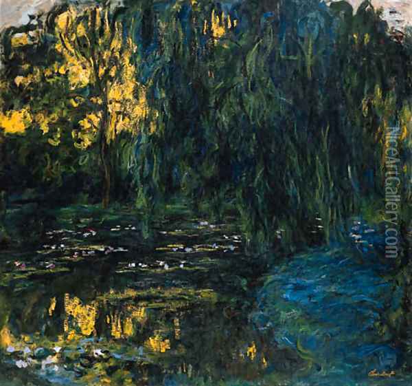 Vue du bassin aux nymphas avec saule Oil Painting - Claude Oscar Monet