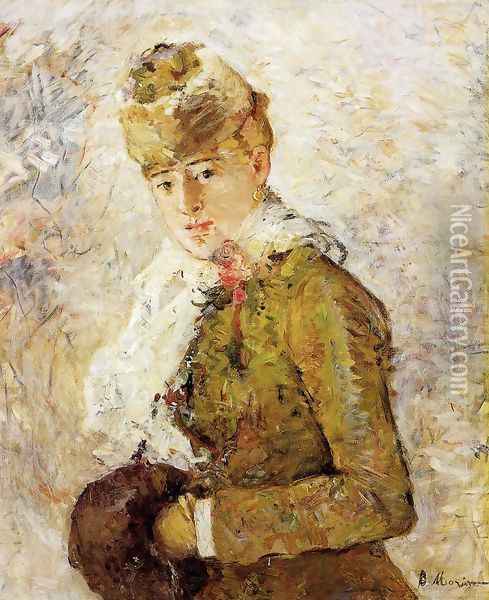 Winter (Woman with a Muff) 1880 Oil Painting - Berthe Morisot