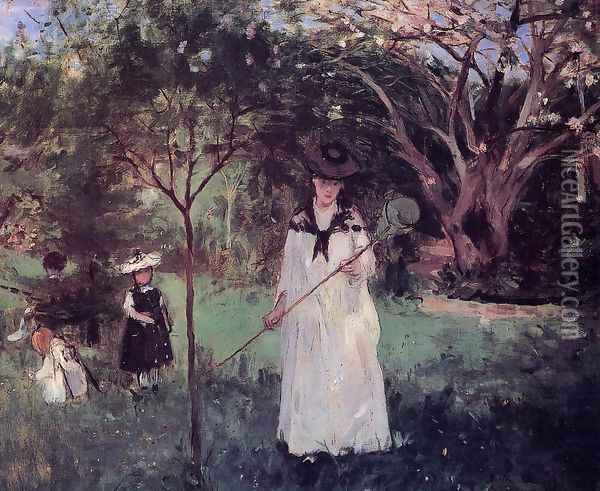 Chasing Butterflies 1874 Oil Painting - Berthe Morisot