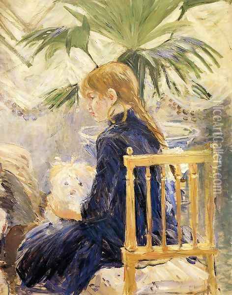 Girl With Dog Oil Painting - Berthe Morisot
