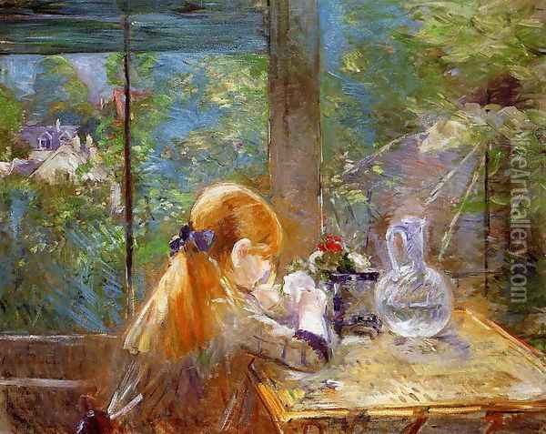 On The Veranda Oil Painting - Berthe Morisot