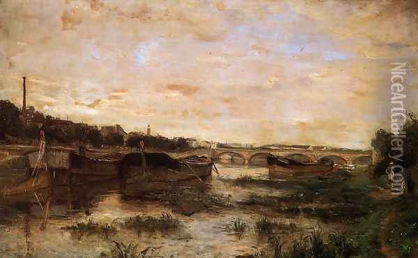 The Seine Below The Pont D Lena Oil Painting - Berthe Morisot