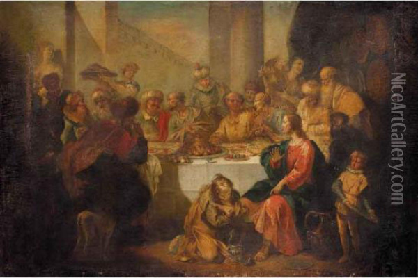 Cena In Casa Del Fariseo Oil Painting - Francesco Fontebasso