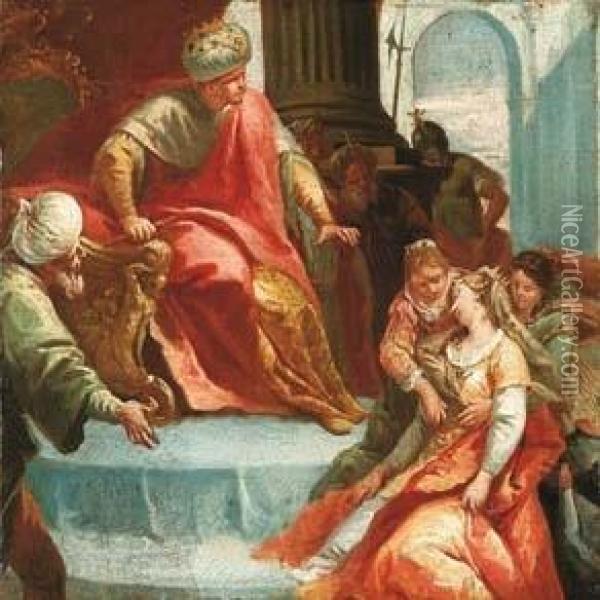 Ester Davanti Ad Assuero Oil Painting - Francesco Fontebasso